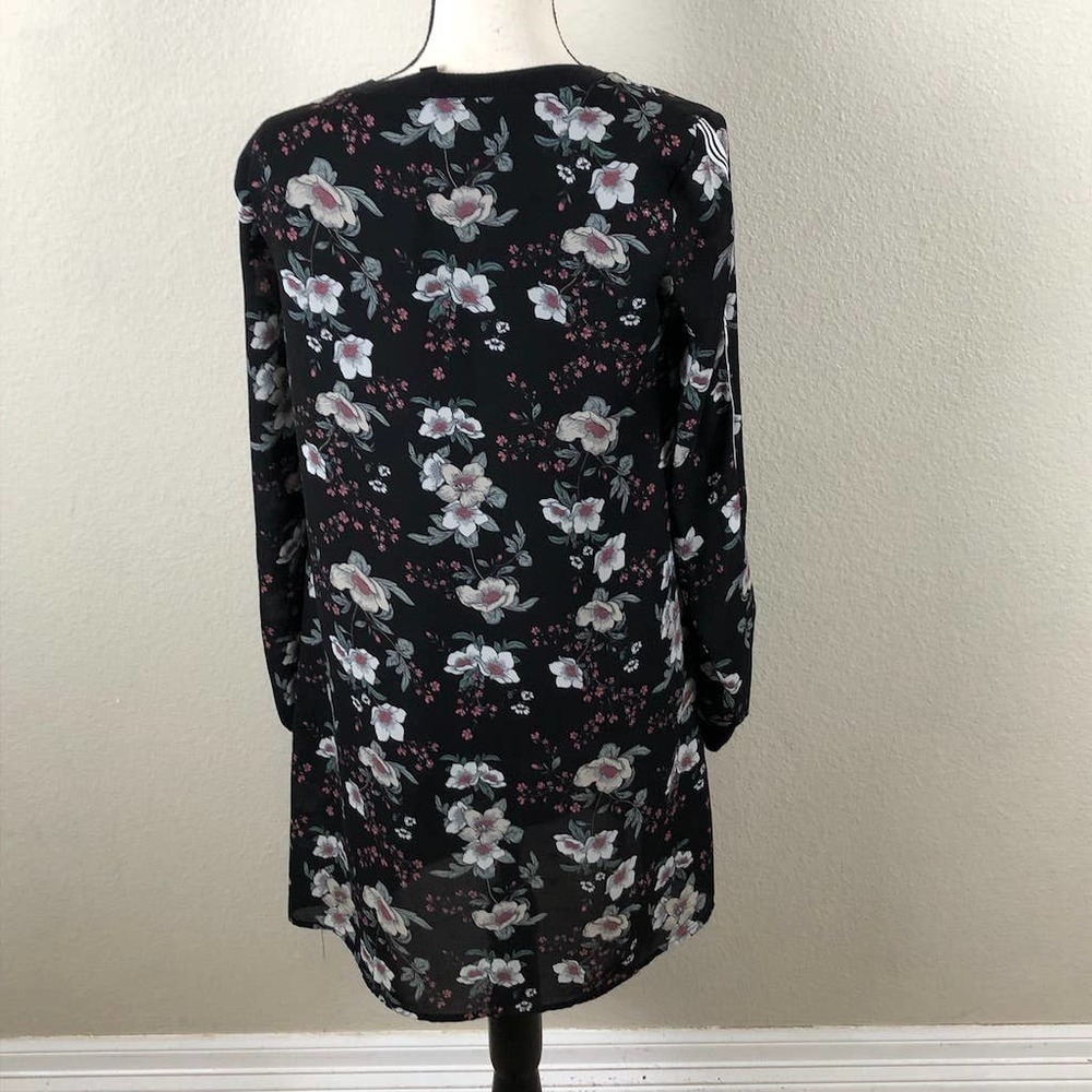 Love Reign Dress Black Floral Contrast Racer Stripes‎ Knee Length Size Small - Picture 13 of 16